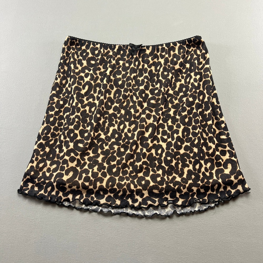 Wild Fable Skirt Womens Small Multi Cheetah Lined Bow Lettuce Edge Minimalist